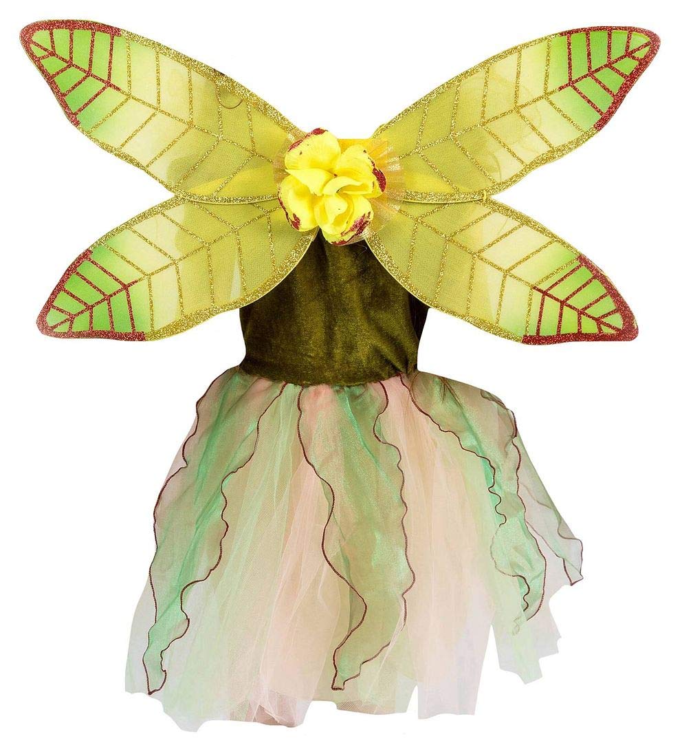 Petitebella Fairy Costume Dress Olive Green for 1-10 Years – Dress + Wings
