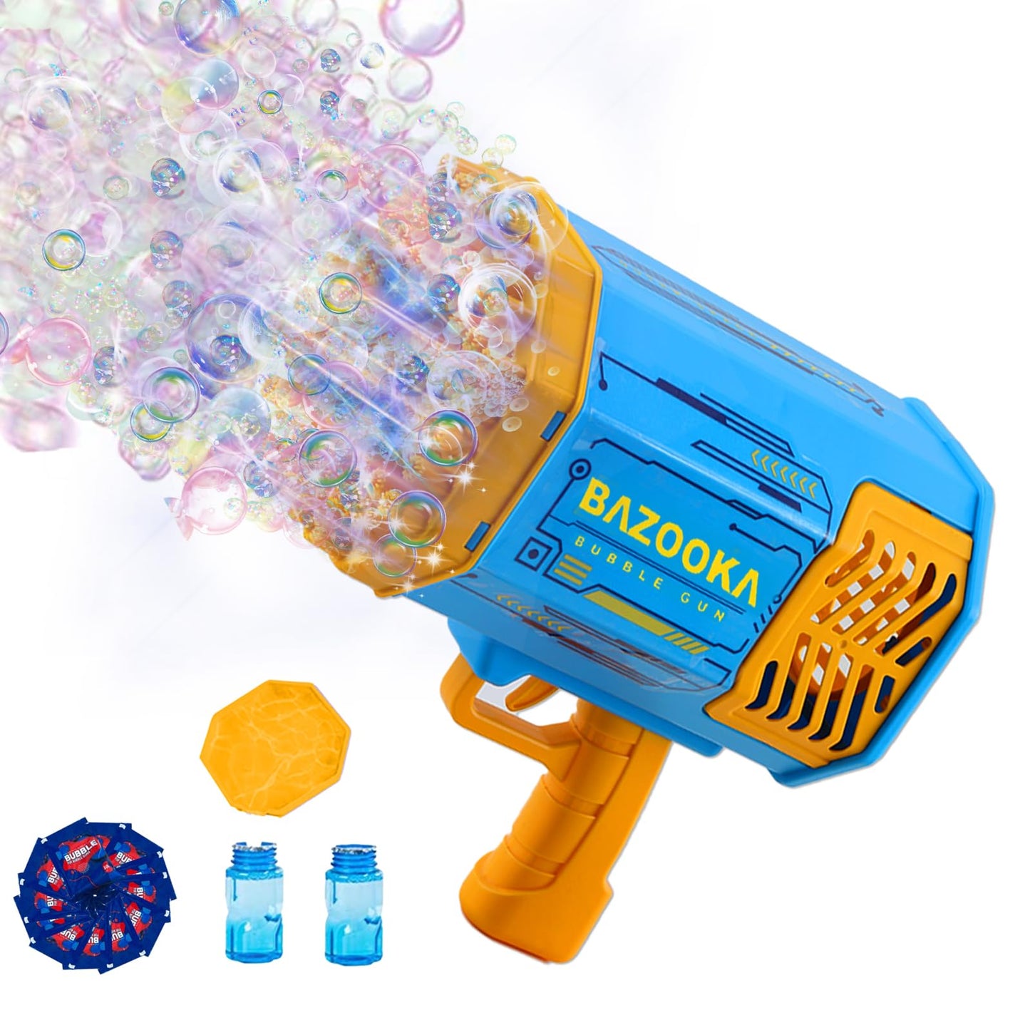 Petrella Bubble Gun Bazooka: 69 Holes, Colorful Lights for Outdoor Parties