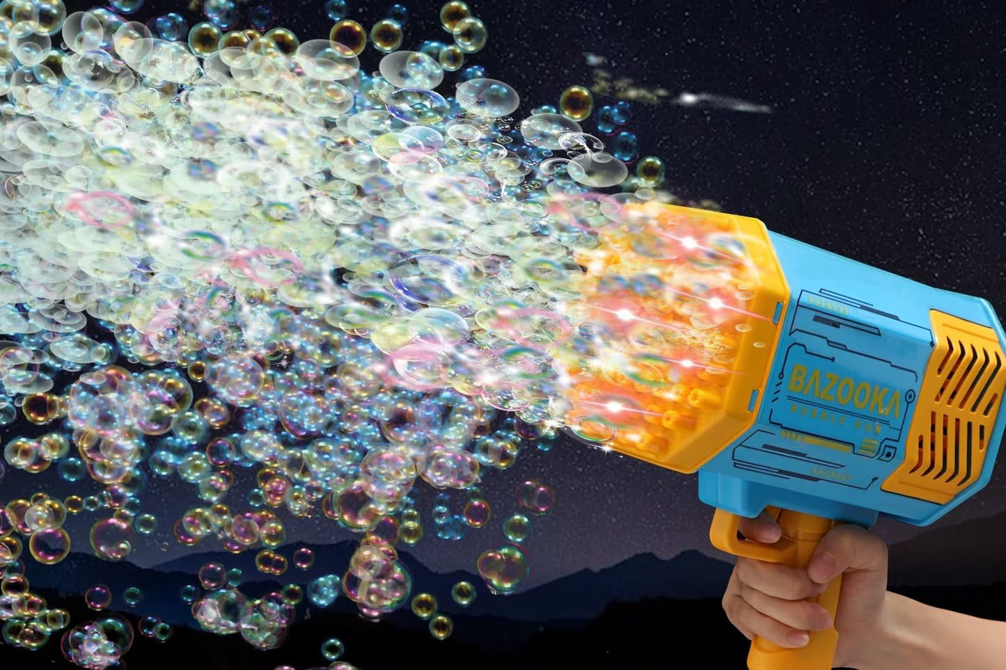Petrella Bubble Gun Bazooka: 69 Holes, Colorful Lights for Outdoor Parties