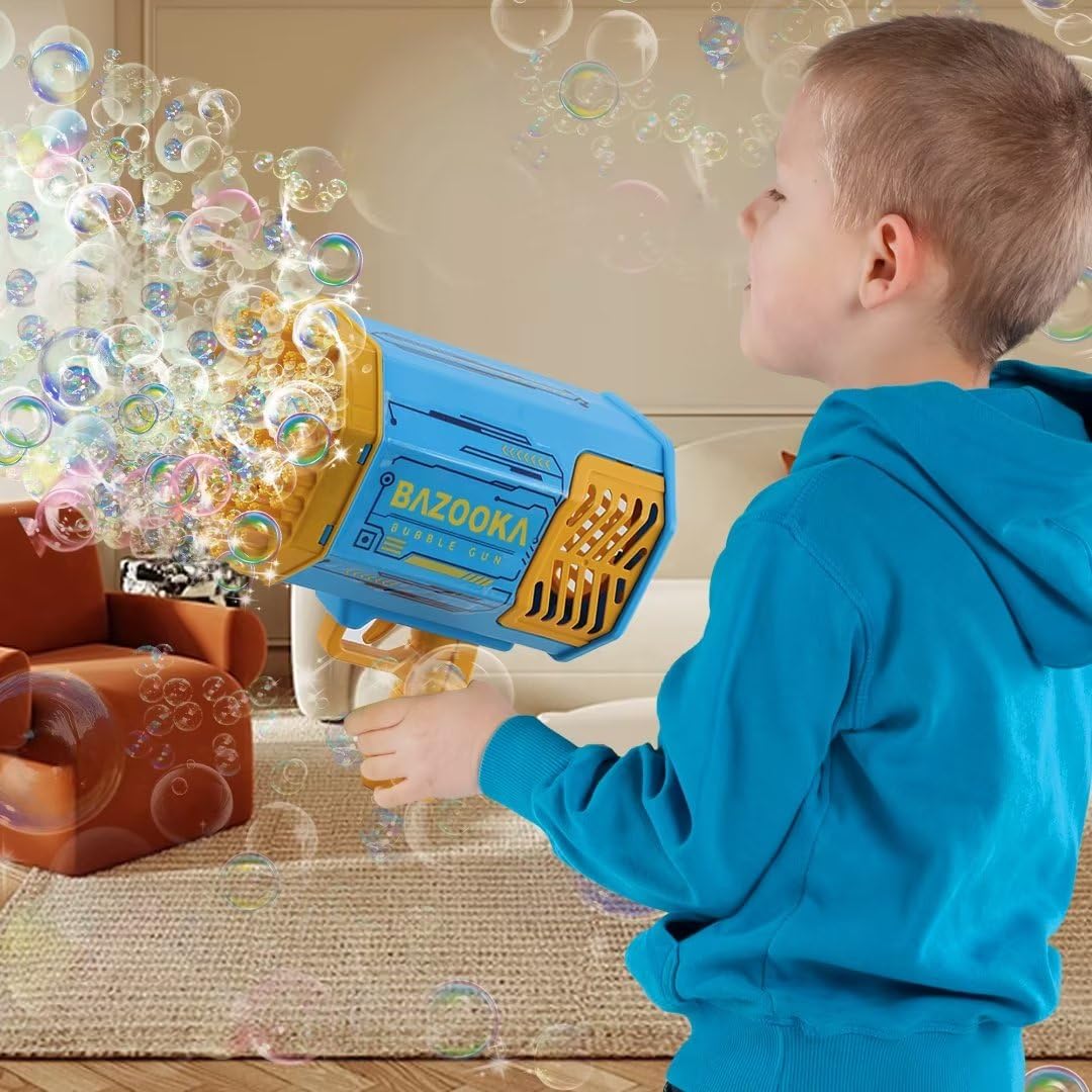 Petrella Bubble Gun Bazooka: 69 Holes, Colorful Lights for Outdoor Parties