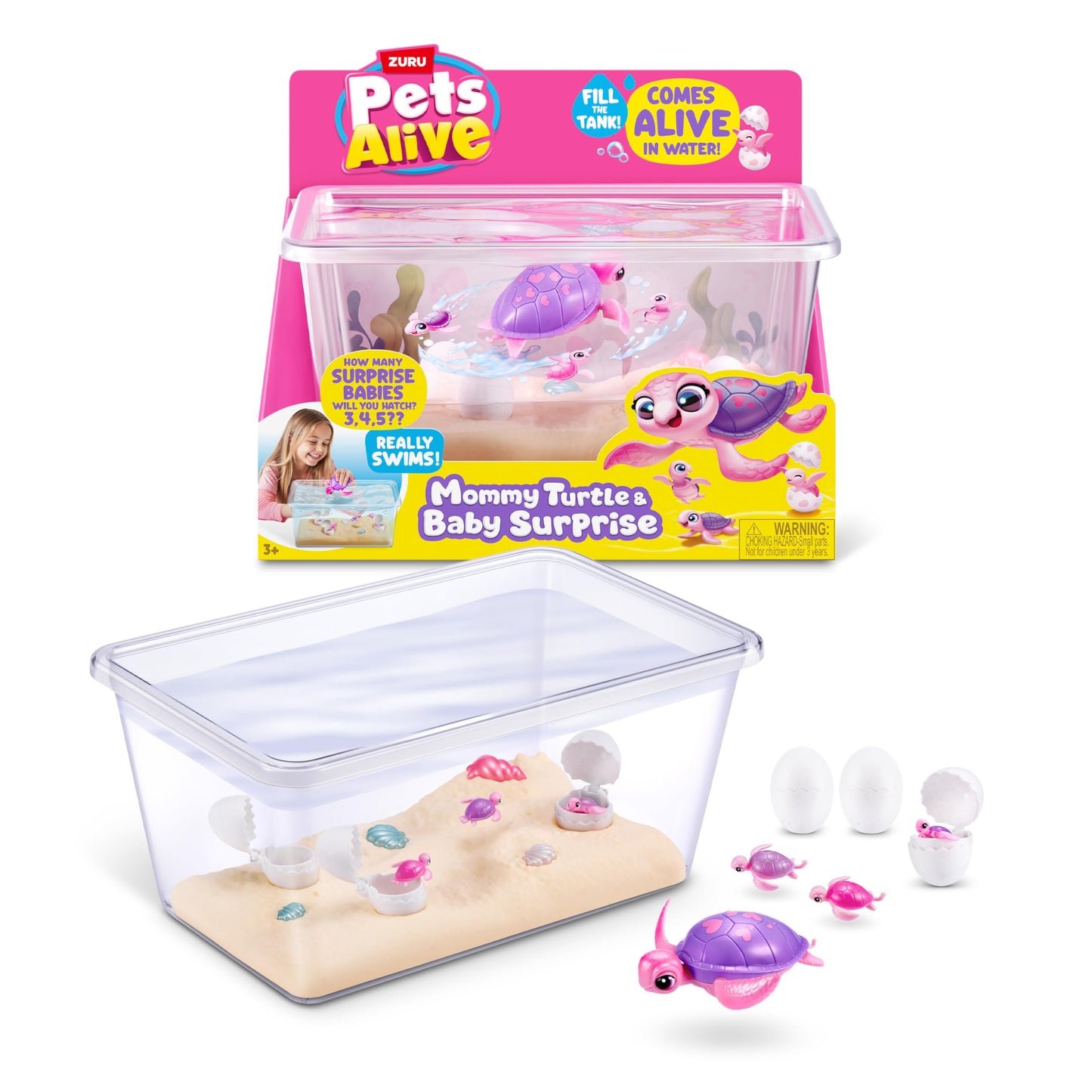 Pets Alive Mommy Turtle Surprise by ZURU - Interactive Hatchling Turtle Toy