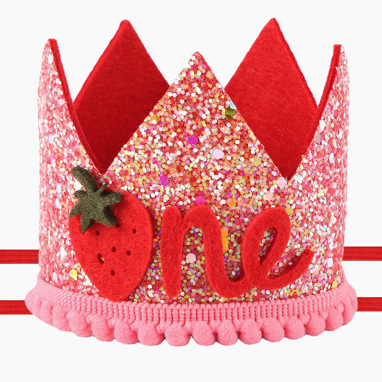 PEUTIER Strawberry 1st Birthday Hat for Baby Girls – Pink Sequin Berry Headwear