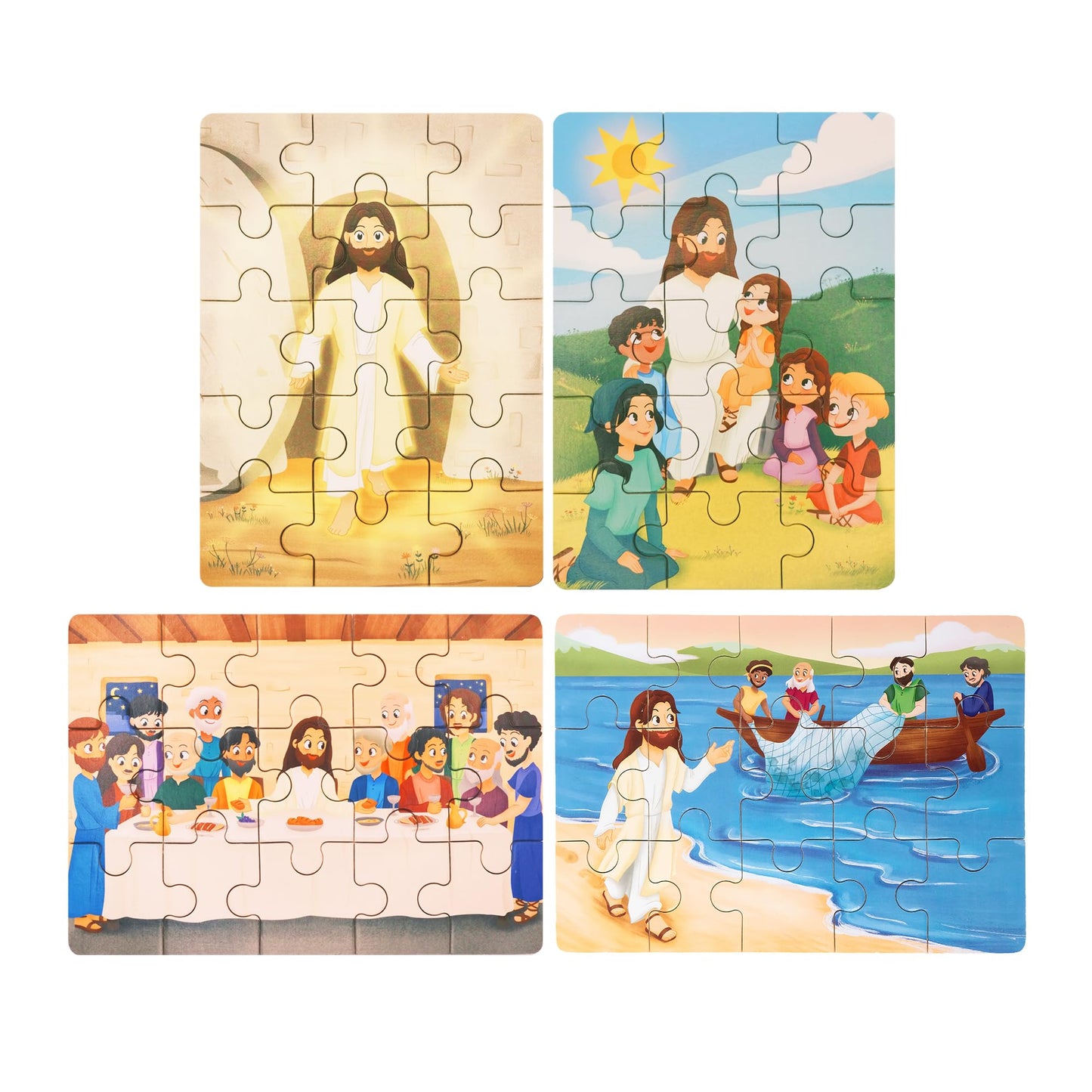 PEYO PALS Bible Puzzles for Kids 4-6 | 4-in-1 Jigsaw Set (15 pcs) | Christian Gifts