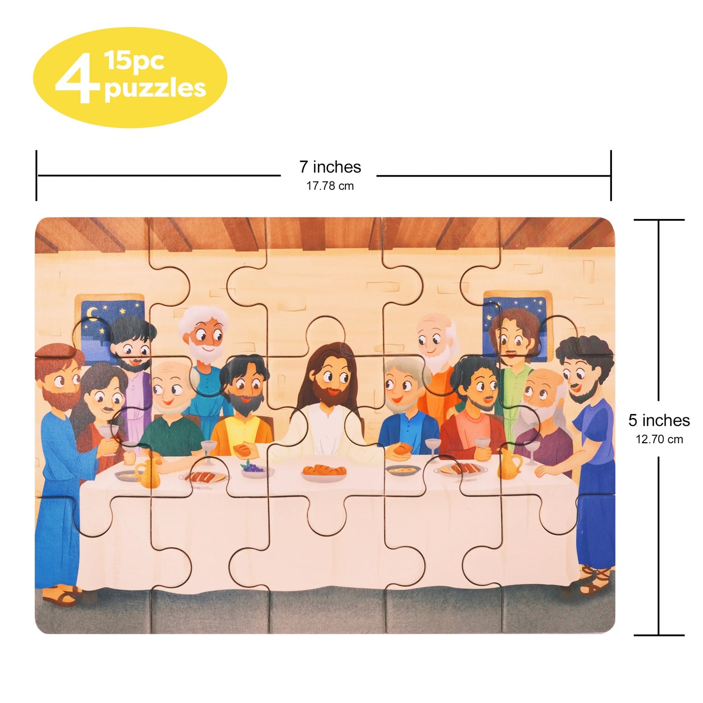 PEYO PALS Bible Puzzles for Kids 4-6 | 4-in-1 Jigsaw Set (15 pcs) | Christian Gifts