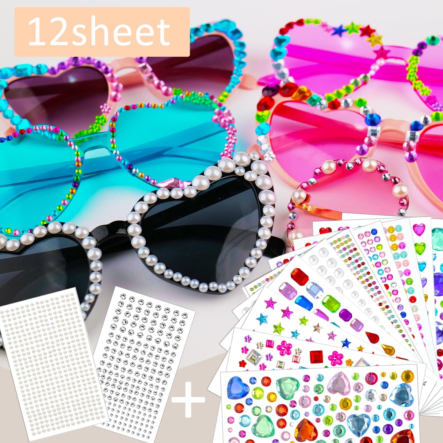 PFPNEZR 3500pcs Gem Stickers for Crafts – 12 Sheets Rhinestones for DIY Projects