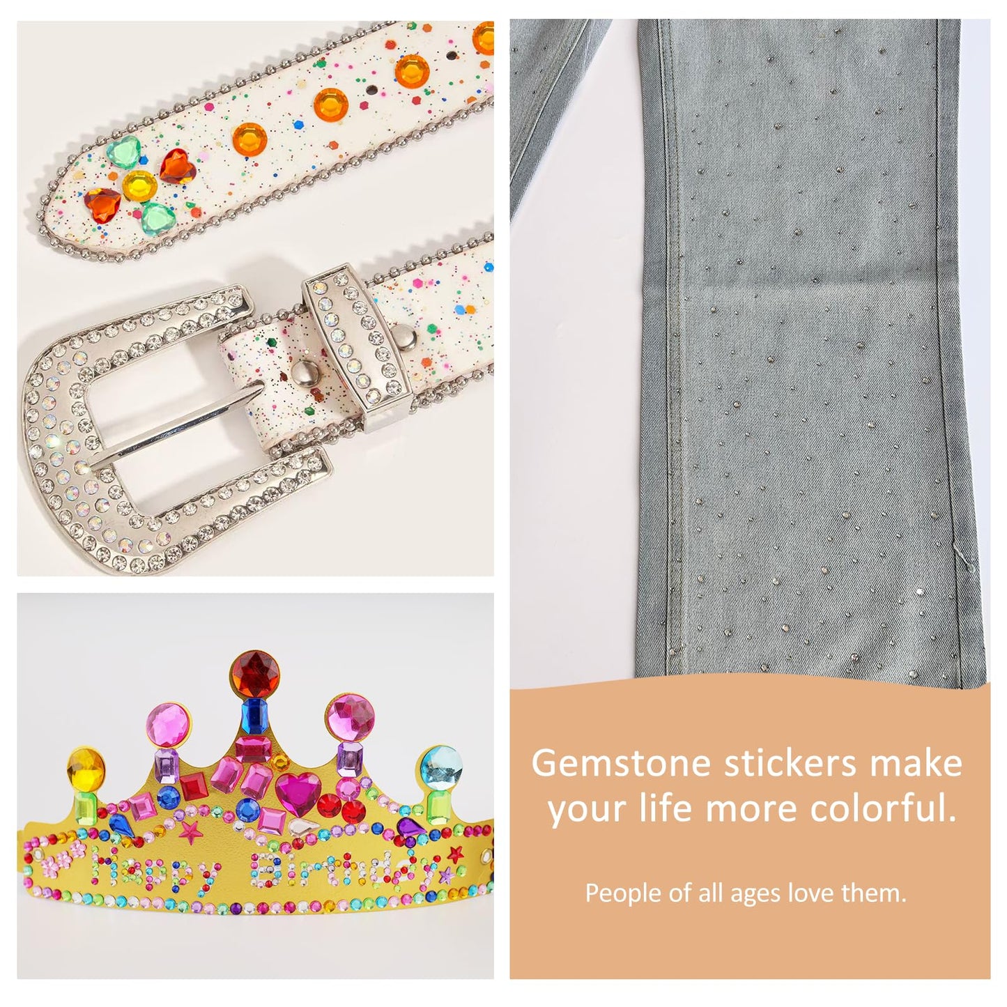 PFPNEZR 3500pcs Gem Stickers for Crafts – 12 Sheets Rhinestones for DIY Projects