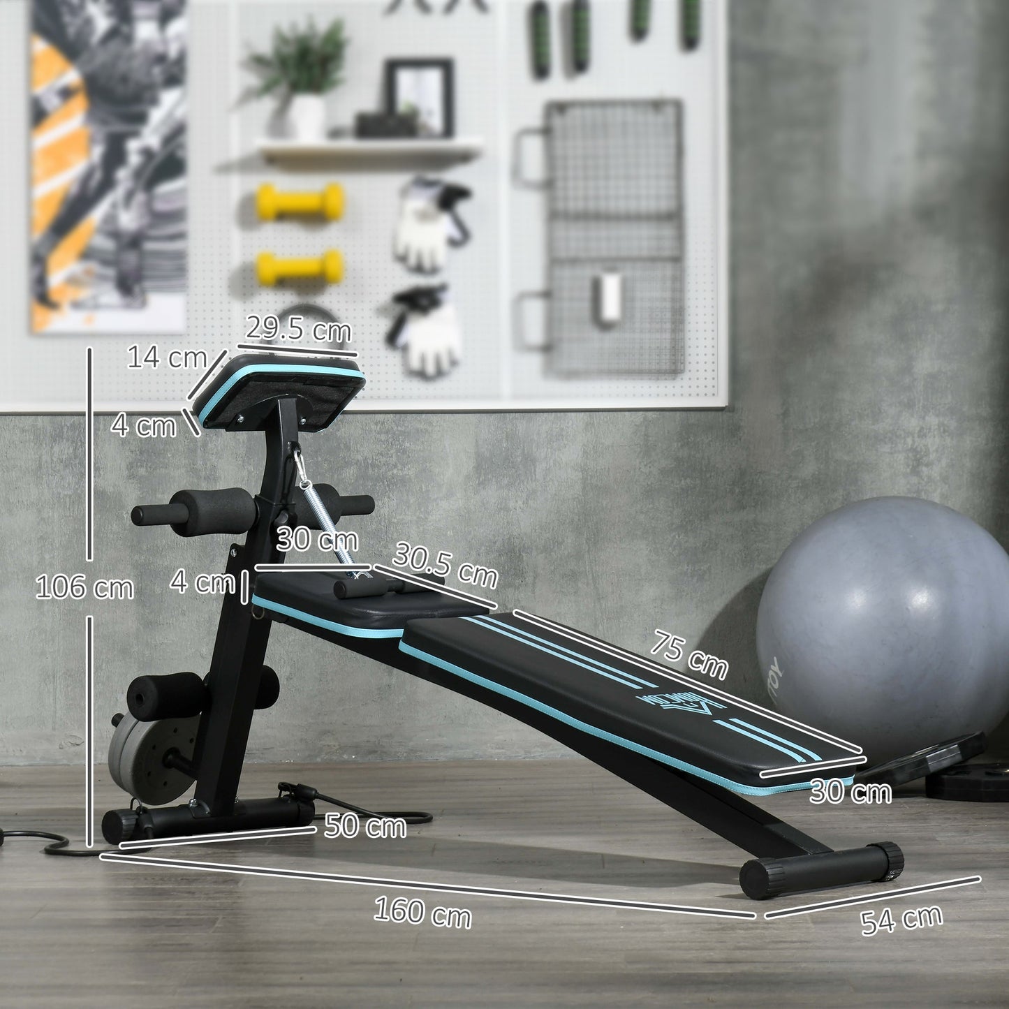 HOMCOM Foldable Dumbbell Bench Weight Training 7 Incline Adjustable