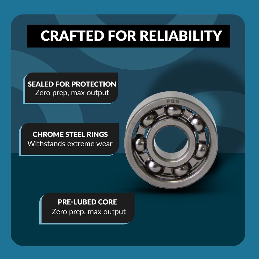 PGN Bearings 10-Piece 608 Open Fidget Spinner Bearings — Chrome Steel, 8x22x7, Ball Center Replacement Kit