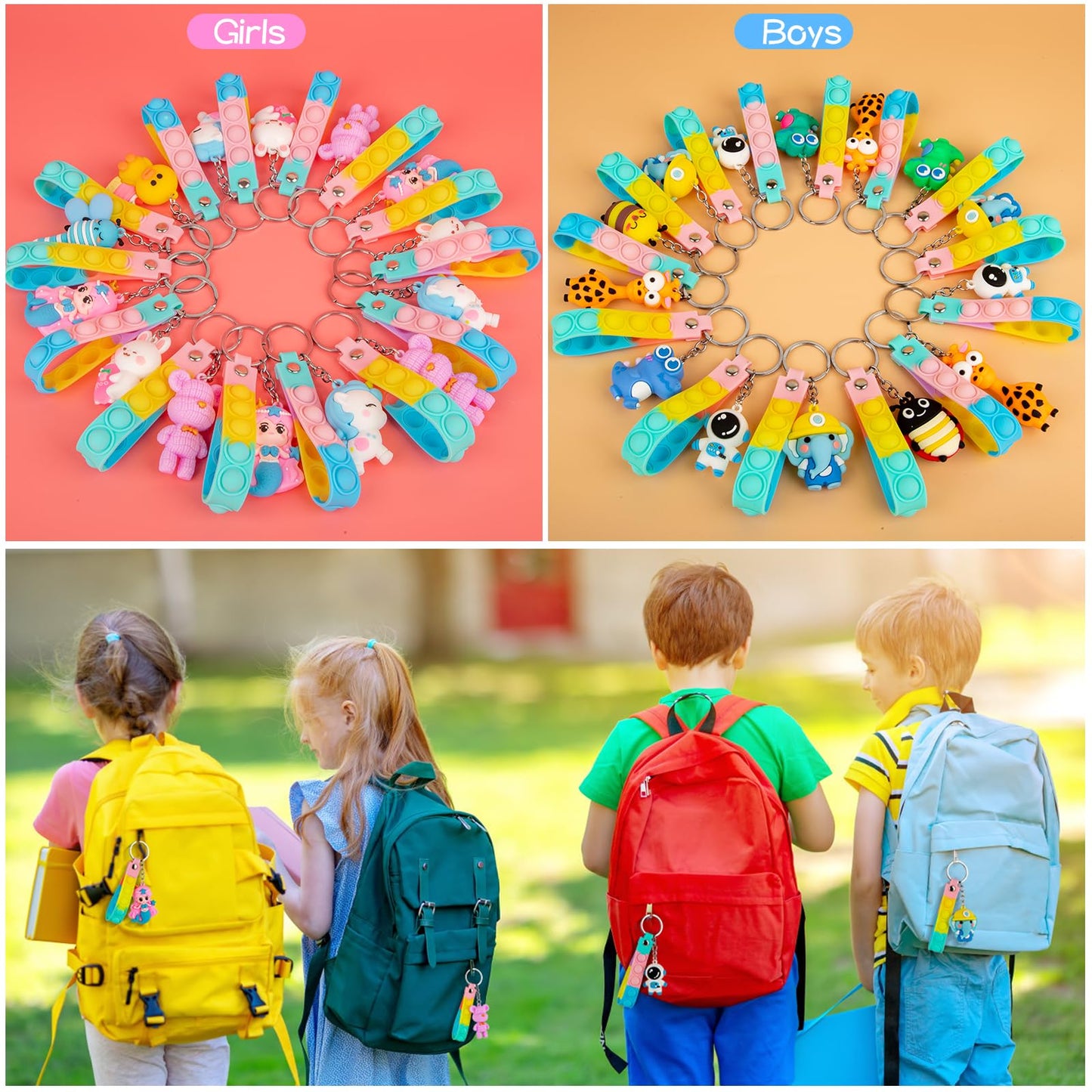 PGPBW 28 Pack Pop Fidget Toys Bulk Keychains – 3D Animal Pop Its