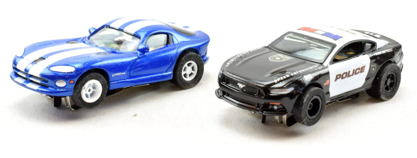PH Premium Hobbies Auto World Highway Getaway: Mustang vs Viper HO Slot Car Set CP7974