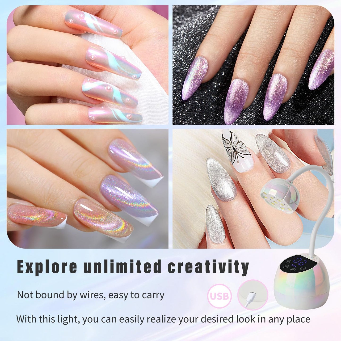 PHAIN U V LED Nail Lamp 36W – Cordless Gooseneck UV/LED Nail Dryer with 3 Timers & LCD