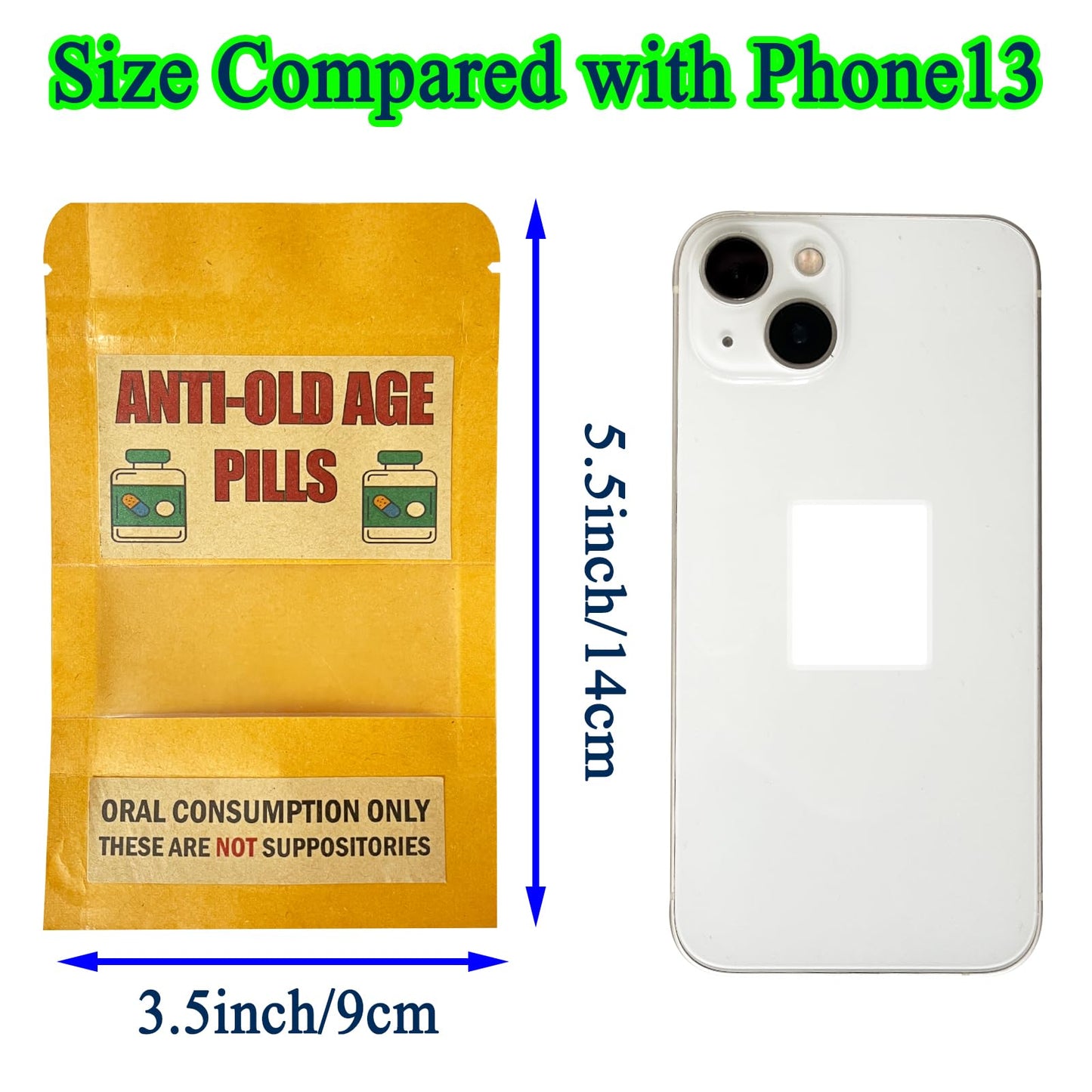PHAWNGU 4 Pack Funny Anti-Old Age Pills (Empty Pouch) – Gag Gift for Seniors & Retirement Parties
