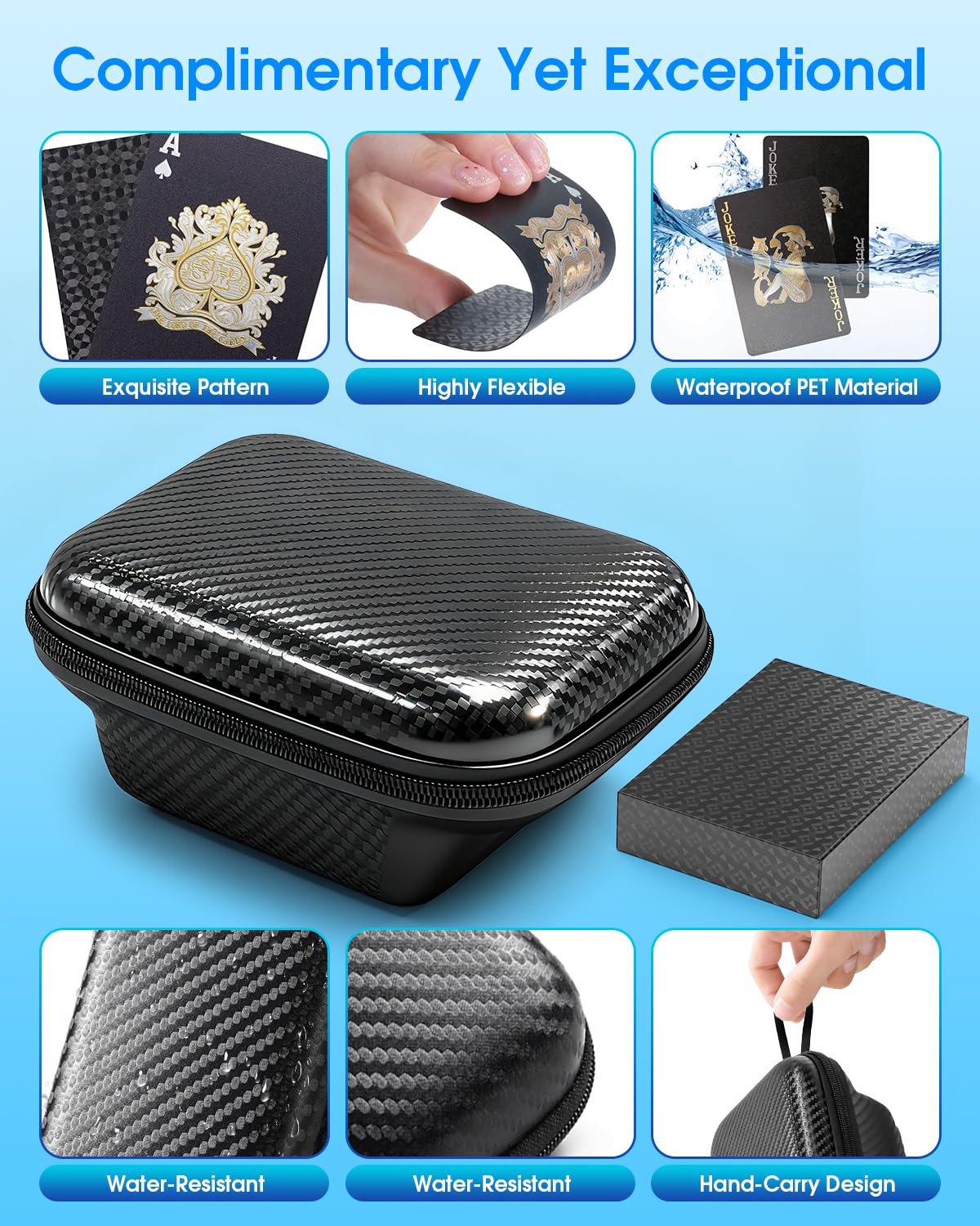 PHENOHERE Rechargeable Automatic Card Shuffler – Dual Auto & Semi-Auto Modes, 1–2 Deck Capacity, Leather Case & Waterproof Cards