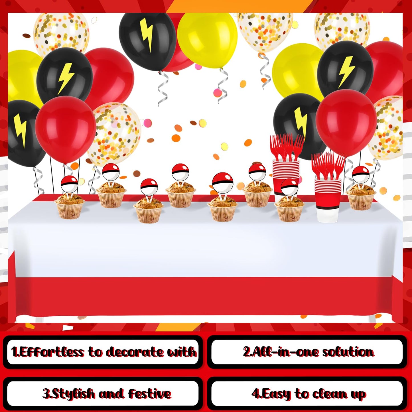 Phiemate 162Pcs Cartoon Animation Birthday Party Kit – Complete Decor for 24 Guests
