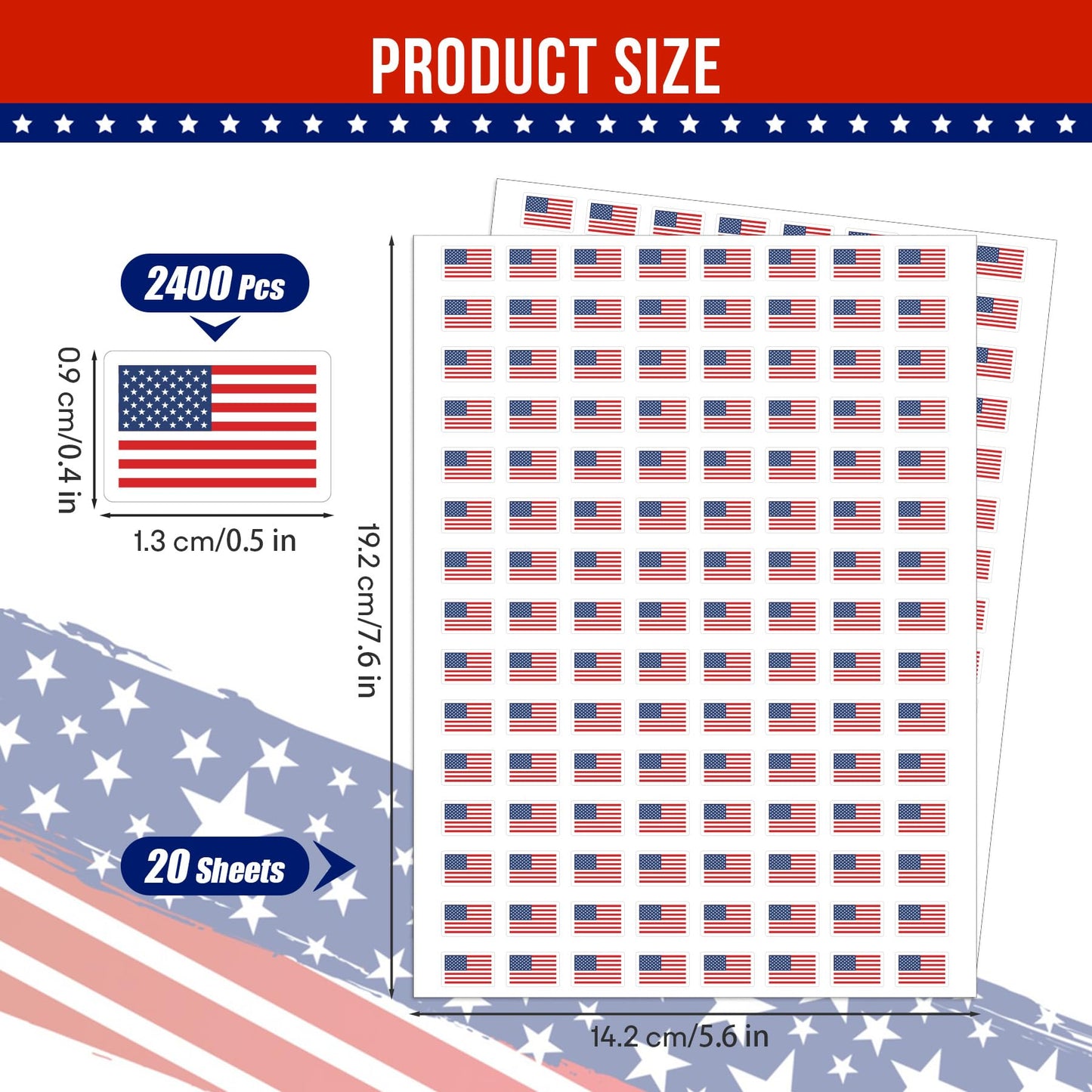 Philbinden 2400 Pcs Mini Patriotic Stickers – 0.5 in 4th of July Self-Adhesive Decals