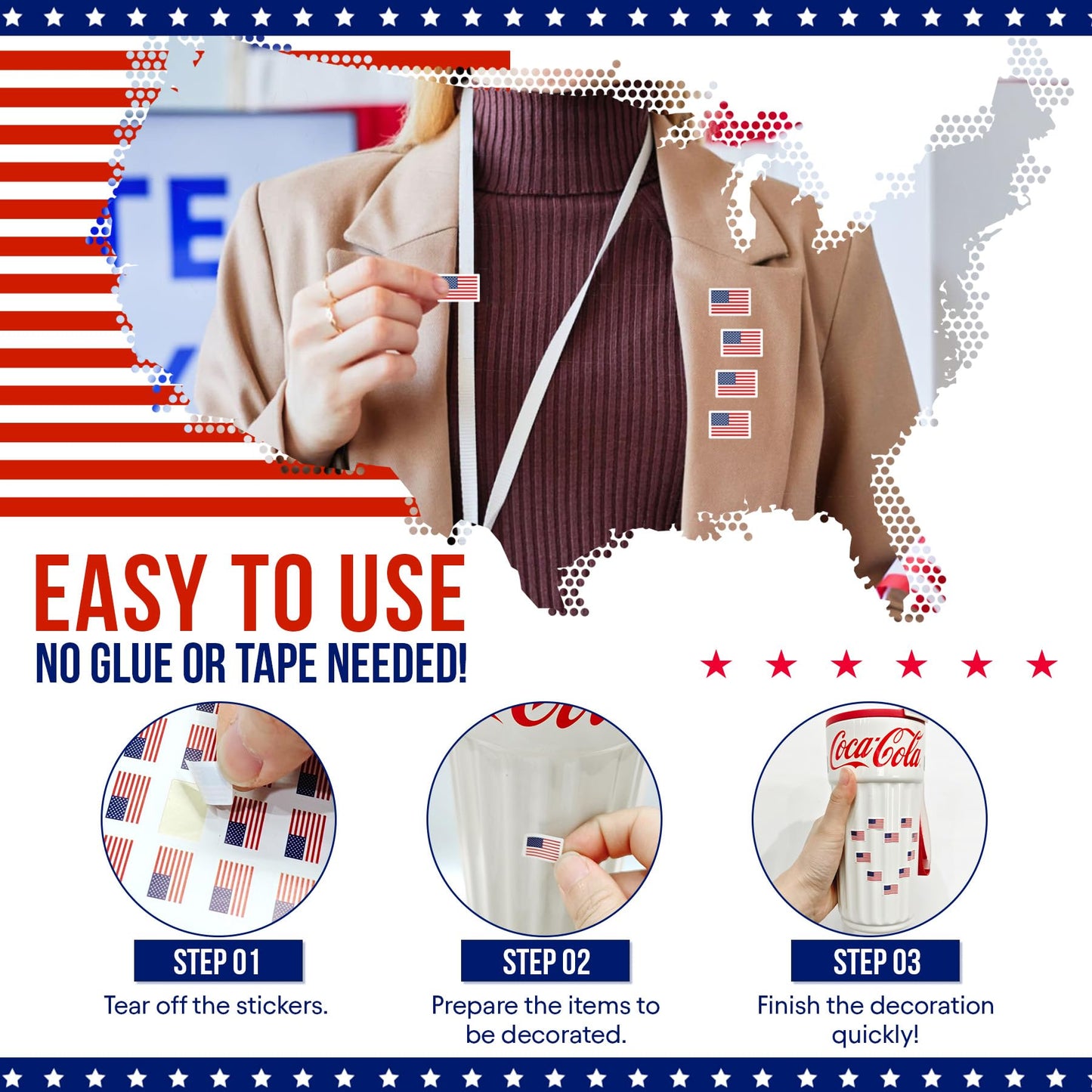 Philbinden 2400 Pcs Mini Patriotic Stickers – 0.5 in 4th of July Self-Adhesive Decals