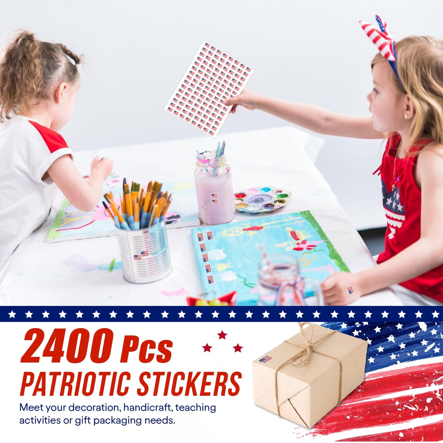 Philbinden 2400 Pcs Mini Patriotic Stickers – 0.5 in 4th of July Self-Adhesive Decals