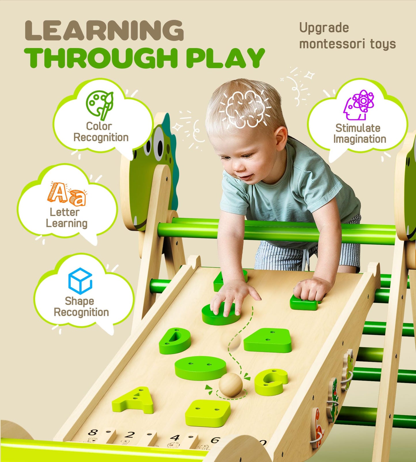 Philnas Pikler Triangle Set – 11-in-1 Montessori Climber for Toddlers