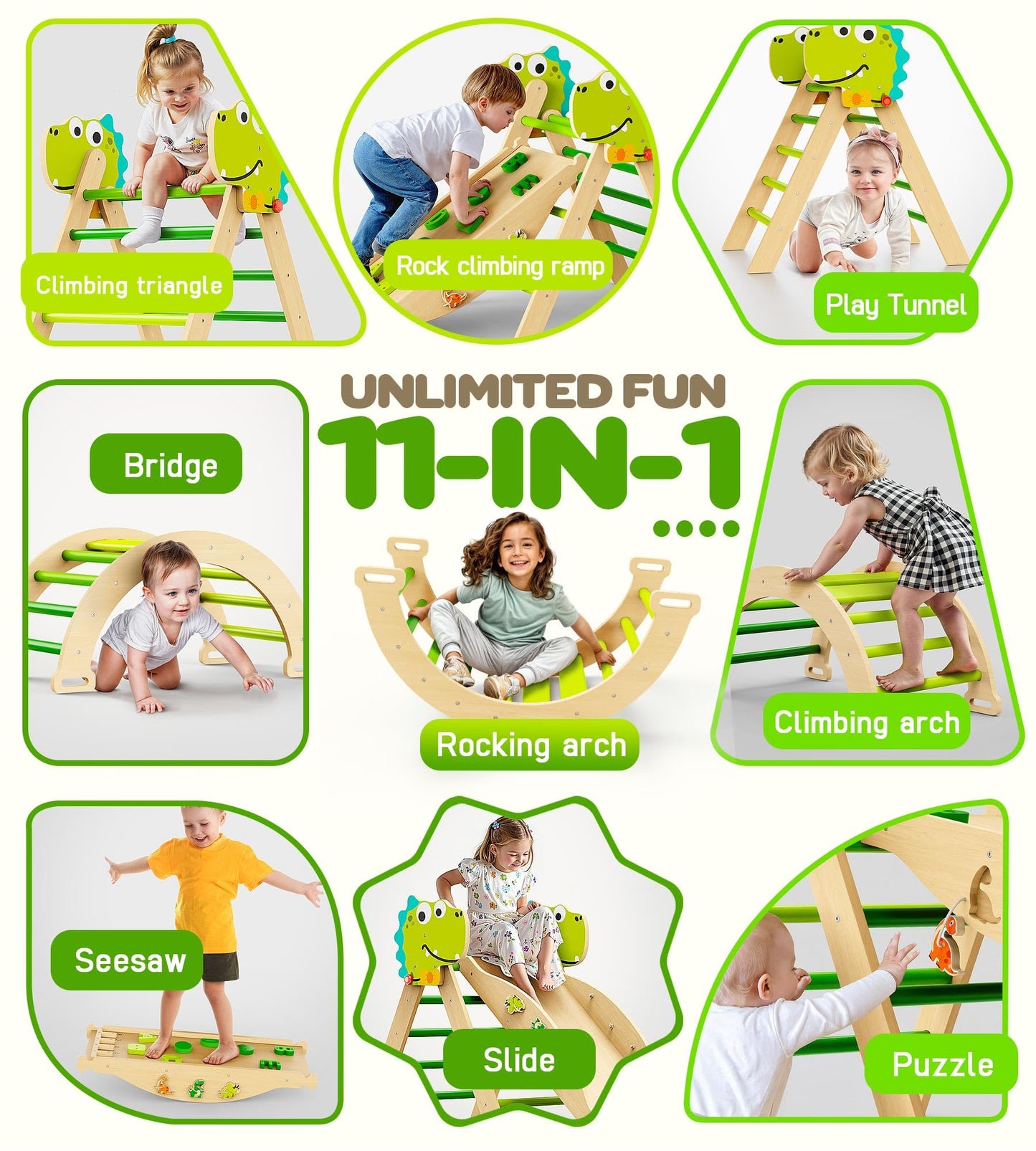 Philnas Pikler Triangle Set – 11-in-1 Montessori Climber for Toddlers
