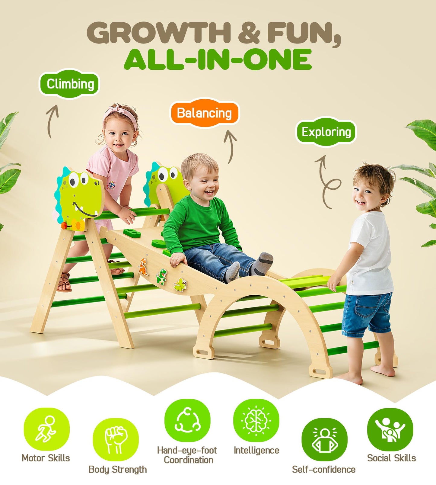 Philnas Pikler Triangle Set – 11-in-1 Montessori Climber for Toddlers