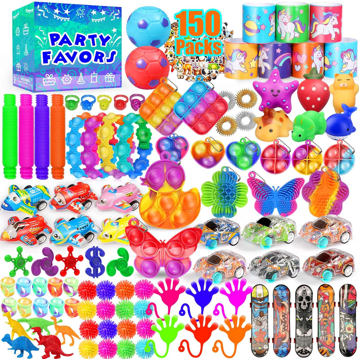 PHIMOTA 150-Piece Fidget Toys Bulk Pack – Party Favors, Classroom Prizes & Gift Bags