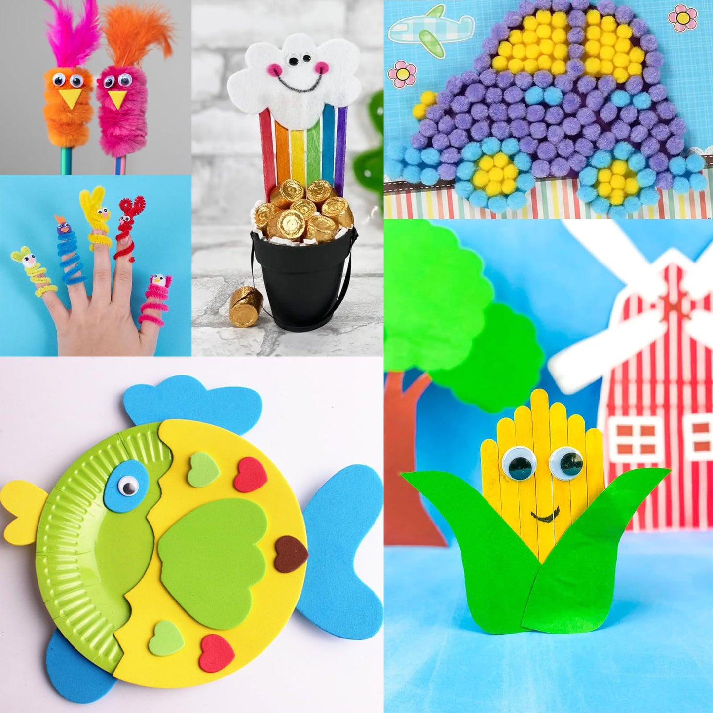 Phinus Craft Supplies Set - 9 Types of Arts & Crafts Materials, 1000+ Pcs