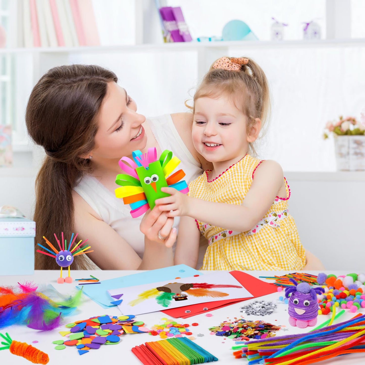 Phinus Craft Supplies Set - 9 Types of Arts & Crafts Materials, 1000+ Pcs