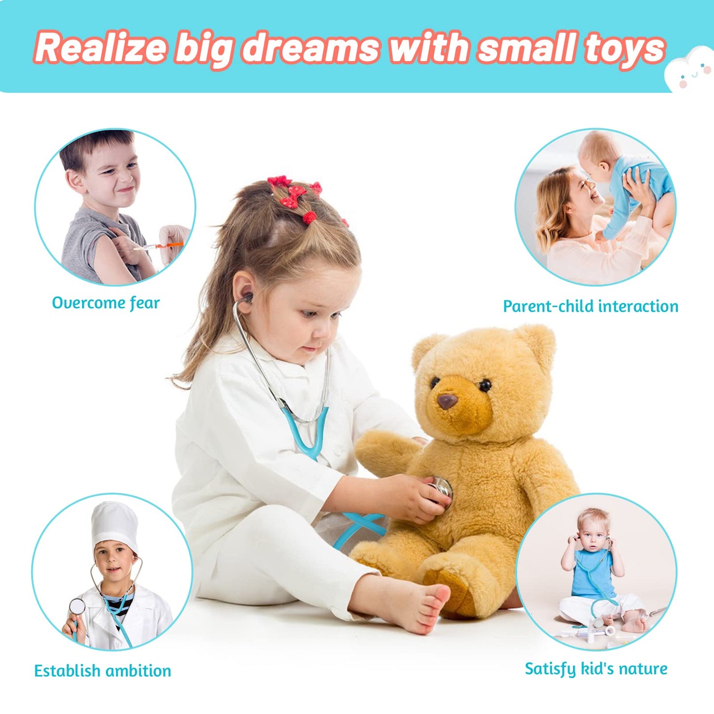 Phobby Durable Doctor Kit for Kids | 27-Piece Pretend Play Medical Set with Real Stethoscope (Ages 3–8)