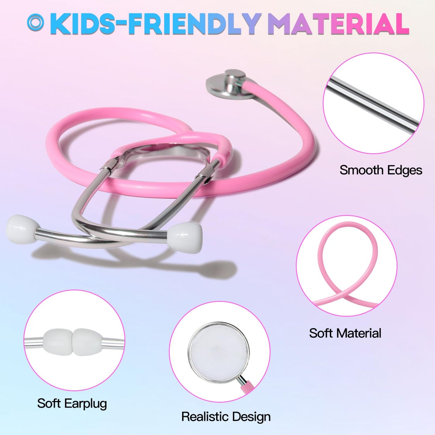 Phobby Kids Stethoscope Toy – 2 Pack Real Working Doctor Play Set (Blue and Pink)