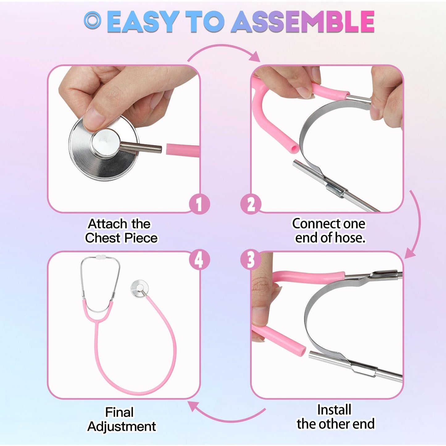 Phobby Kids Stethoscope Toy – 2 Pack Real Working Doctor Play Set (Blue and Pink)