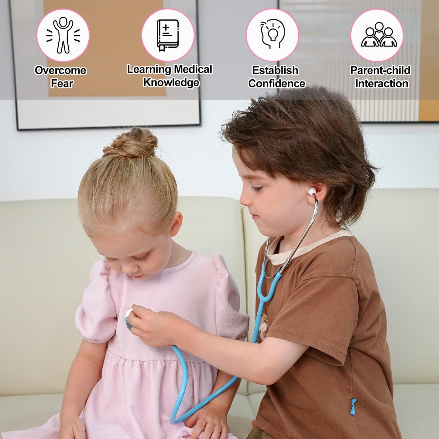 Phobby Kids Stethoscope Toy – 2 Pack Real Working Doctor Play Set (Blue and Pink)
