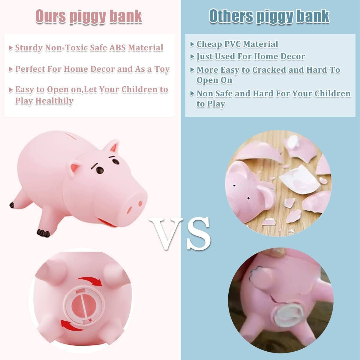 PHOCAS Hairphocas Pink Pig Money Box – Cute Piggy Bank for Kids, Gift Box Included