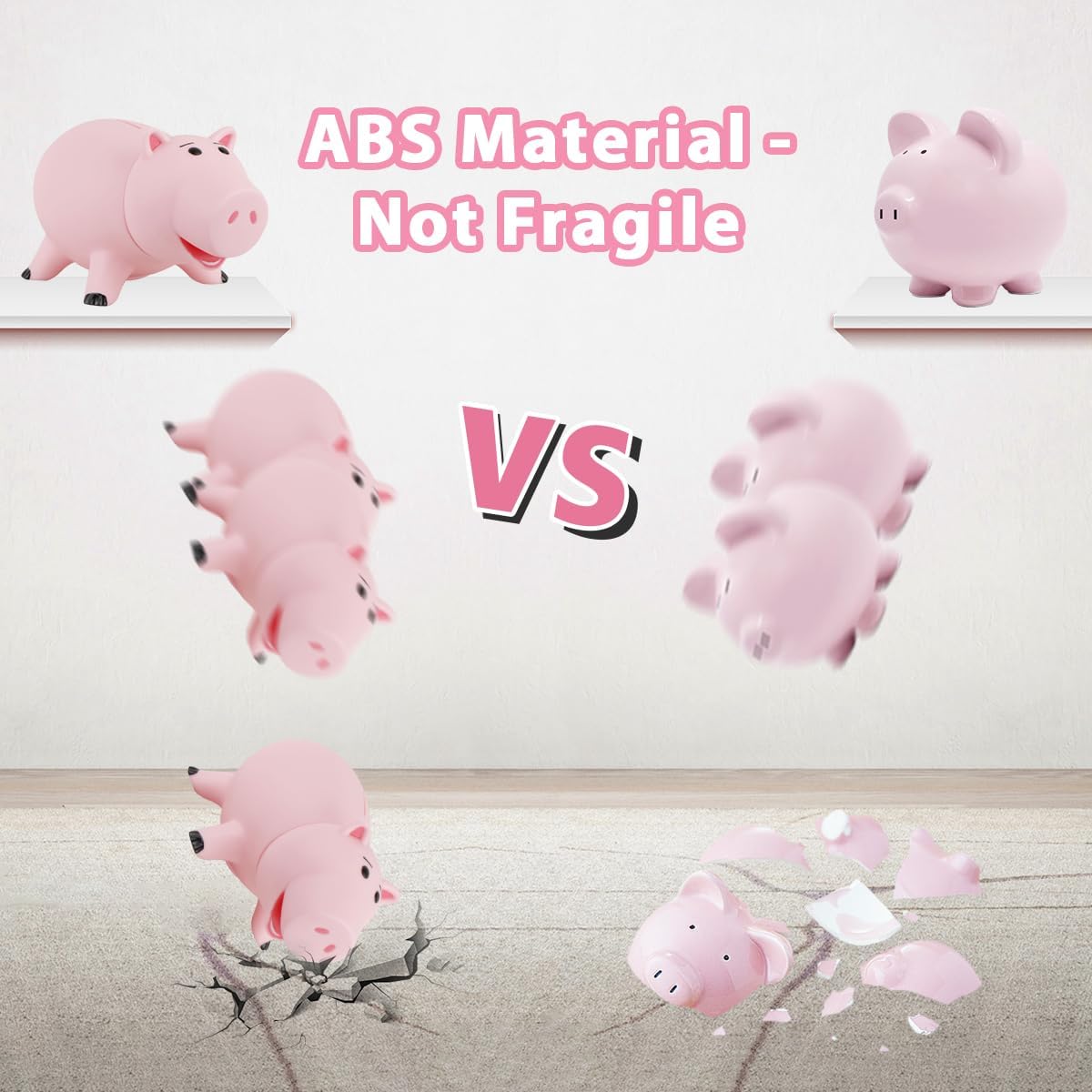 PHOCAS Hamm Piggy Bank – Unbreakable Pink Money Bank for Kids