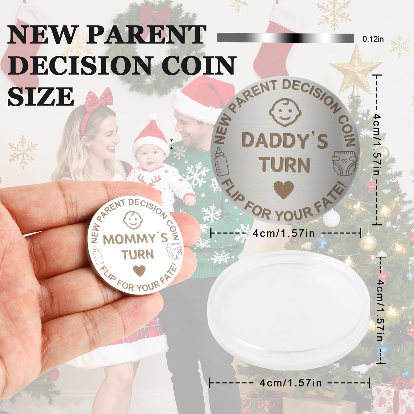 PHOEBUS BABY New Parents Decision Coin – Double-Sided Gift for Mom & Dad