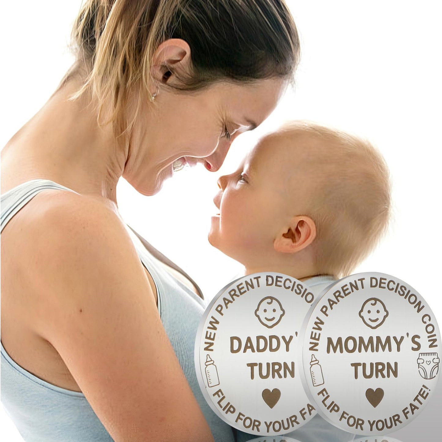 PHOEBUS BABY New Parents Decision Coin – Double-Sided Gift for Mom & Dad