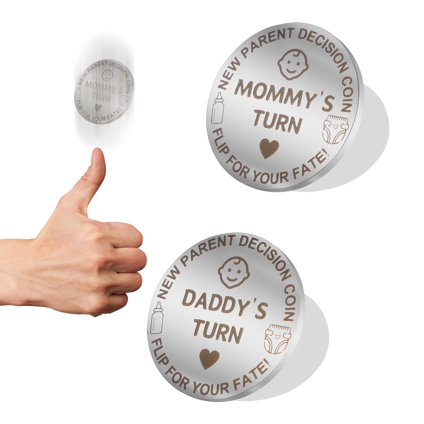 PHOEBUS BABY New Parents Decision Coin – Double-Sided Gift for Mom & Dad