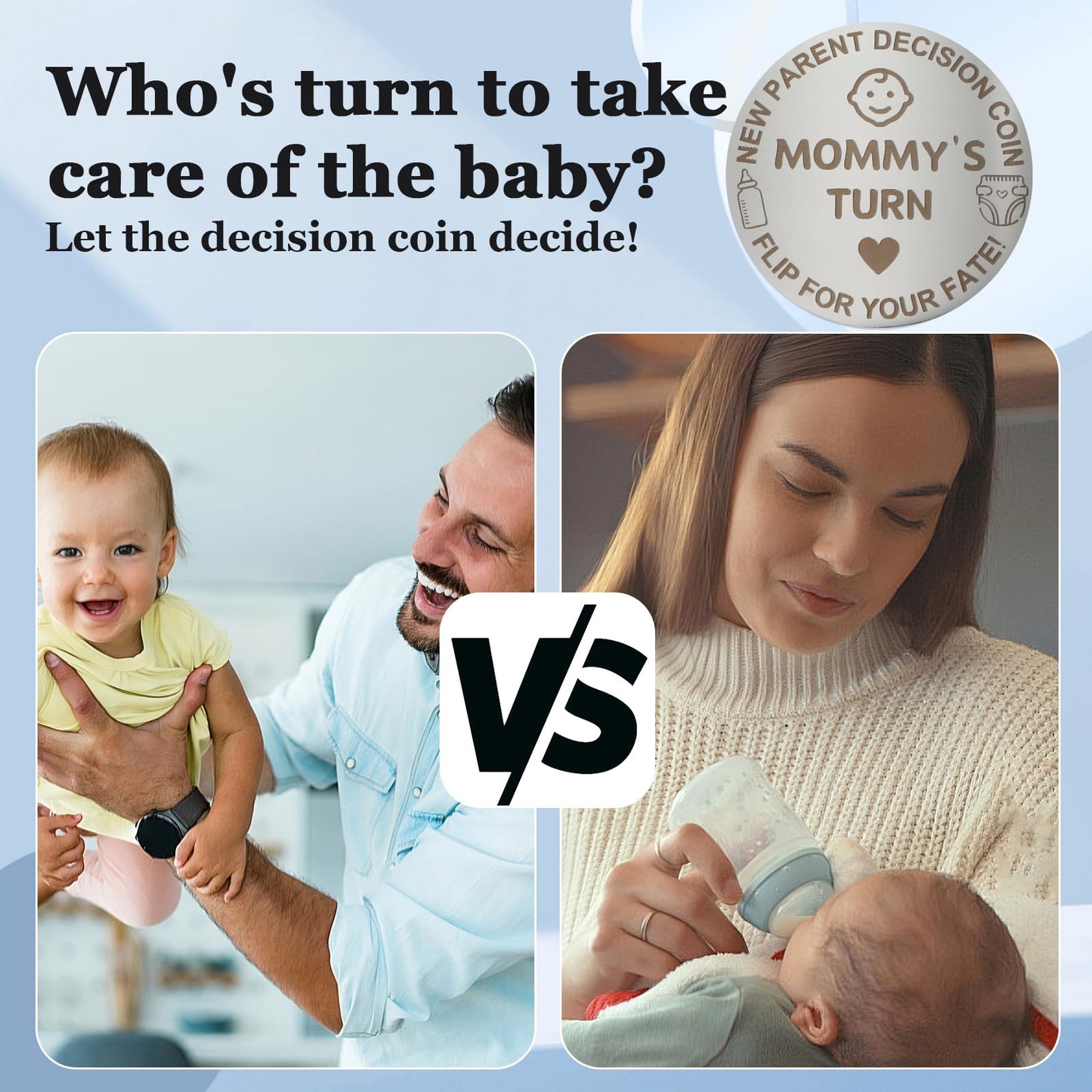 PHOEBUS BABY New Parents Decision Coin – Double-Sided Gift for Mom & Dad