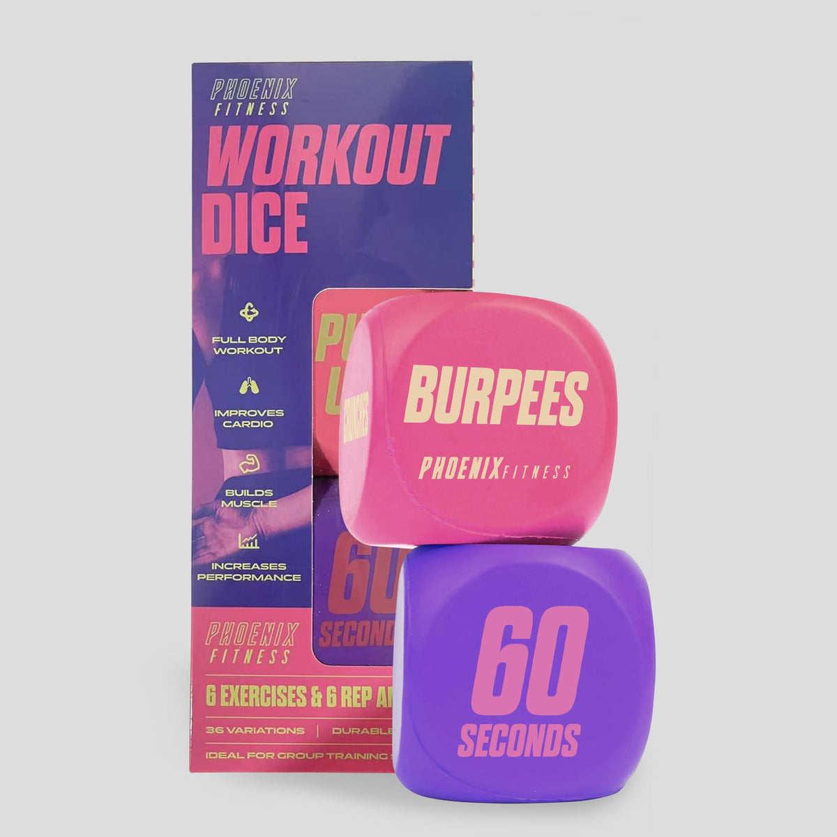 Phoenix Fitness Exercise Dice - Cardio & HIIT Workout Dice for Home, Gym & Classes (Pink)