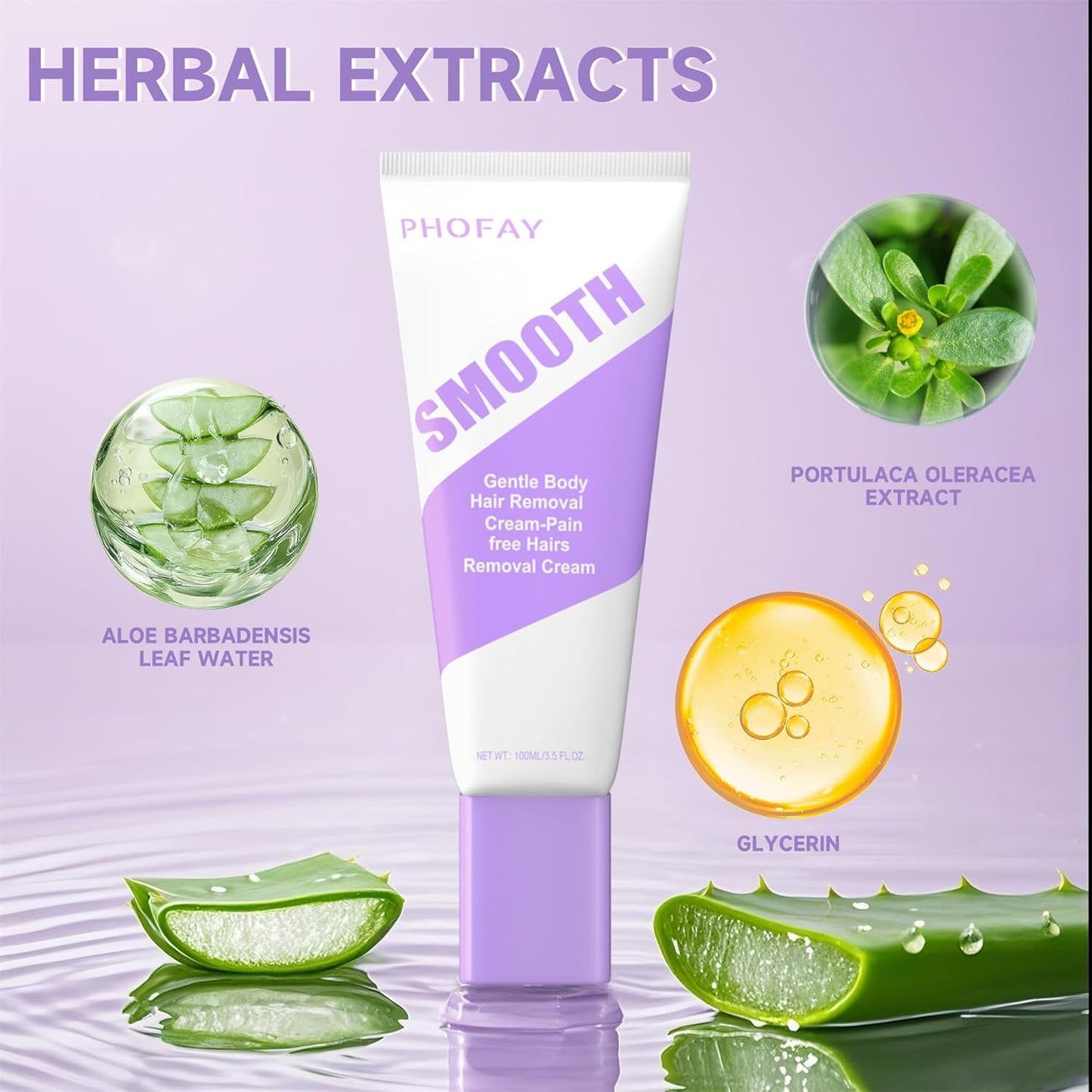 PHOFAY Hair Removal Cream for Sensitive Skin – Fast-Acting, Aloe & Hyaluronic Acid, Travel Size (2-Pack)