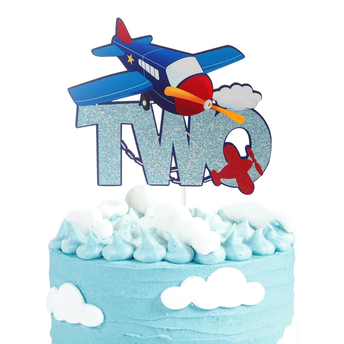 PHOHUI Have A Nice Time Aircraft Two Cake Topper – Plane Theme Party Decor