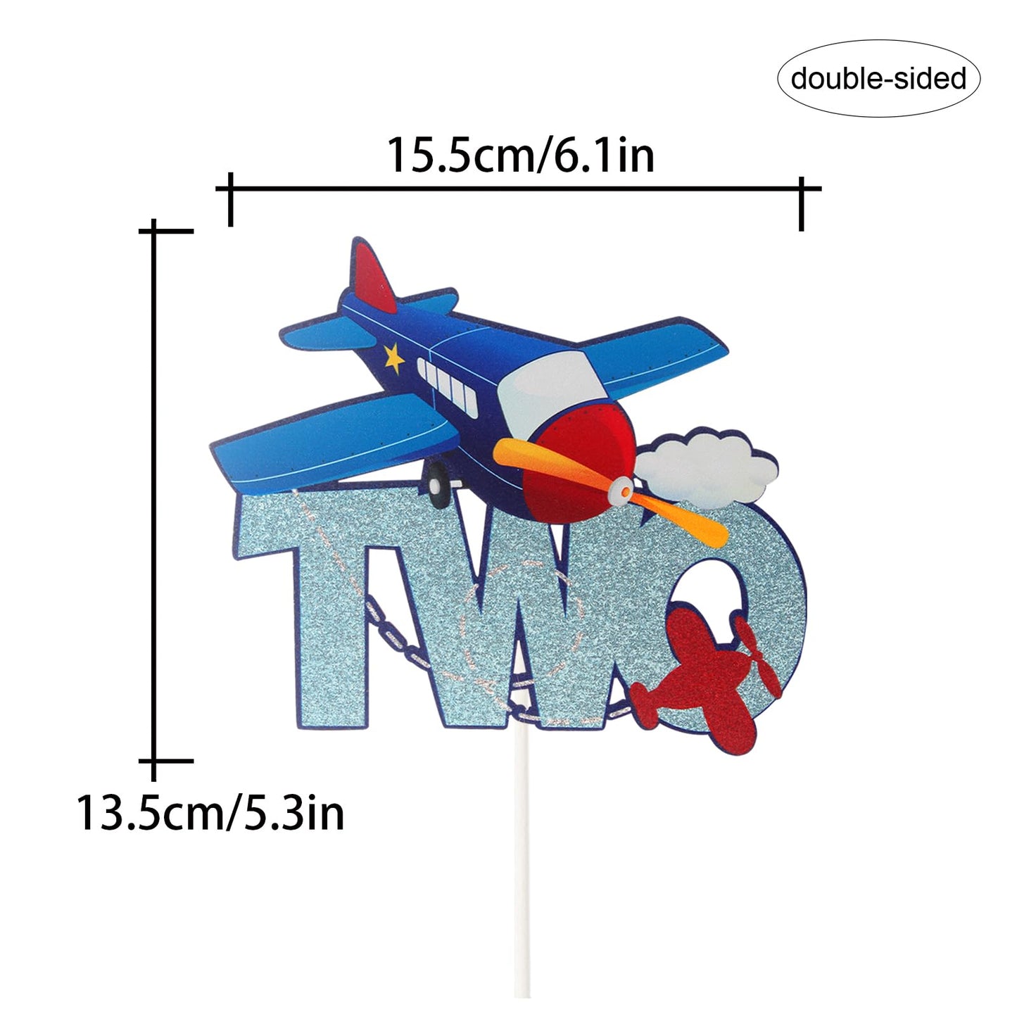 PHOHUI Have A Nice Time Aircraft Two Cake Topper – Plane Theme Party Decor