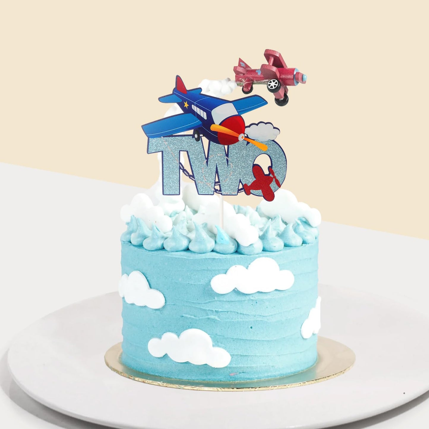 PHOHUI Have A Nice Time Aircraft Two Cake Topper – Plane Theme Party Decor