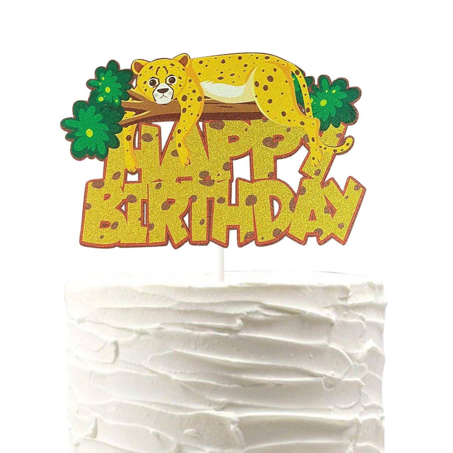 PHOHUI HAVE A NICE TIME Cheetah Cake Topper – Leopard Print Forest Animals Birthday Topper for Cakes and Cupcakes