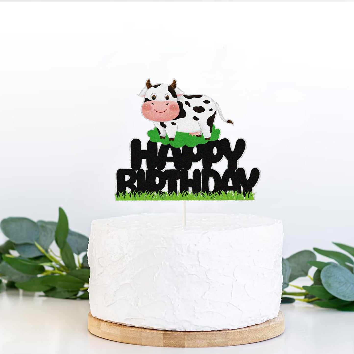 PHOHUI HAVE A NICE TIME Cow Birthday Cake Topper – Farm Animal Cupcake Picks