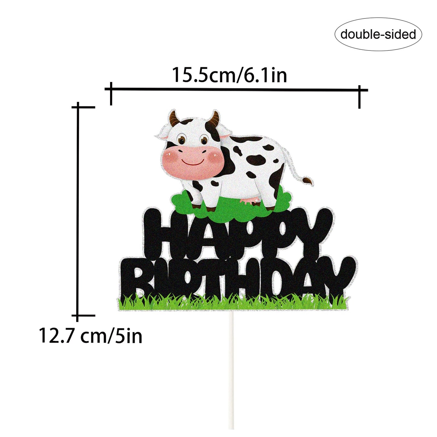 PHOHUI HAVE A NICE TIME Cow Birthday Cake Topper – Farm Animal Cupcake Picks