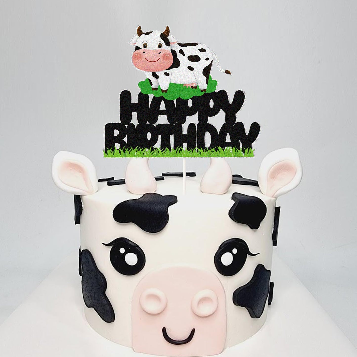 PHOHUI HAVE A NICE TIME Cow Birthday Cake Topper – Farm Animal Cupcake Picks