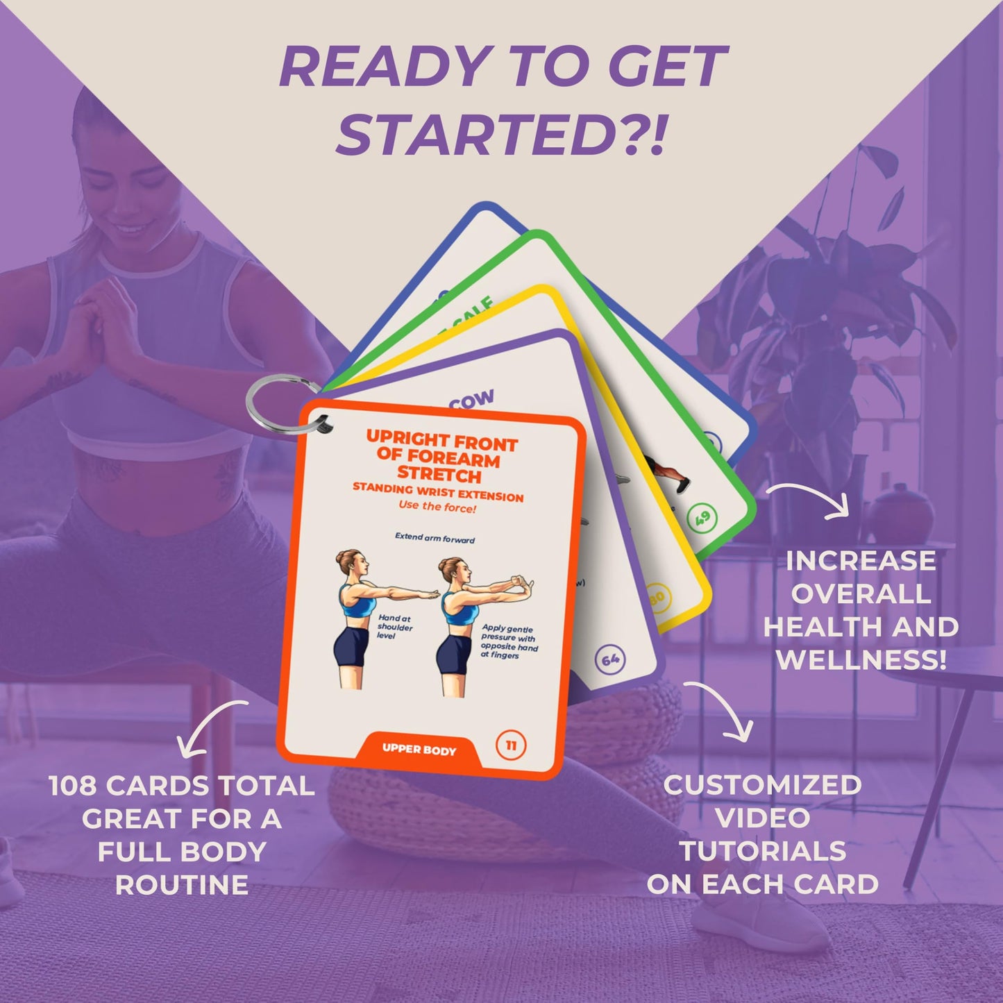 PhysioSpace 100 Stretching Exercise Flash Cards | Therapist-Inspired Stretches for Mobility