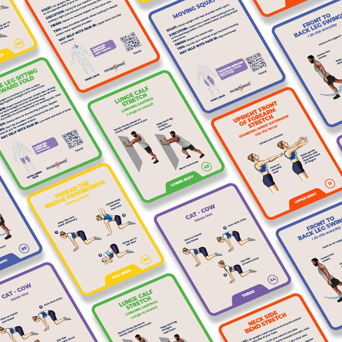 PhysioSpace 100 Stretching Exercise Flash Cards | Therapist-Inspired Stretches for Mobility