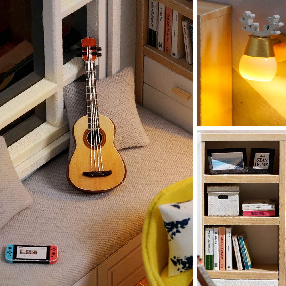 Piberagi DIY Miniature Dollhouse Kit 1:32 – Dust-Proof Study Room