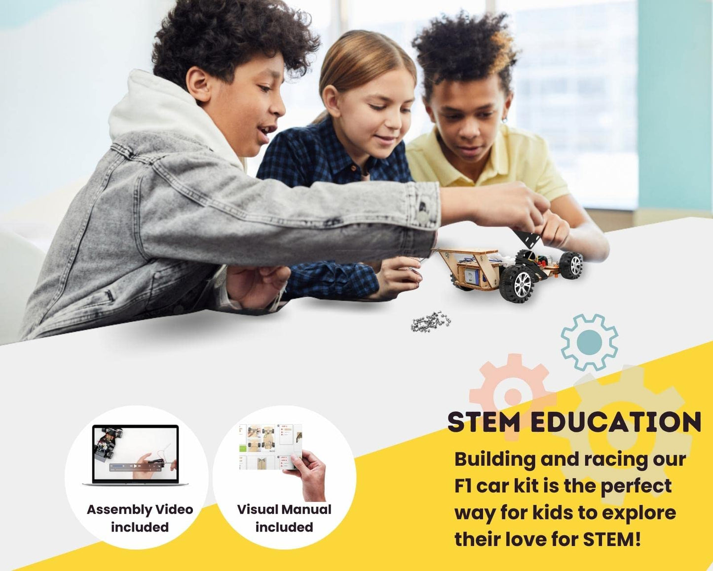 Pica Toys F1 Wireless RC Car Kit | STEM Building Project for Kids & Students
